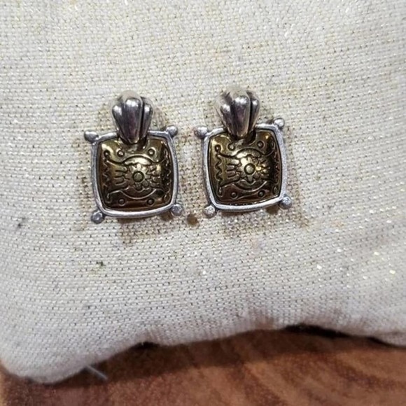 BRIGHTON two toned scrolled stud earrings‎ - Picture 1 of 4